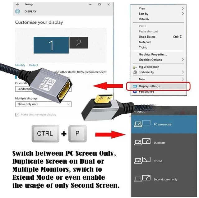Alt view image 3 of 7 - AJMRTC 8K HDMI 2.1 90Degree LeftAngled Mini HDMI (TypeC) Male to Standard HDMI Female Extension Cable, 48Gbps Ultra HighSpeed Cord for DV Camera, Camcorder, Laptop, Portable Monitor & HDTV