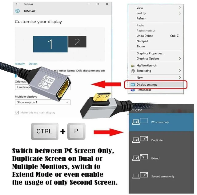 Alt view image 5 of 7 - AJMRTC 8K HDMI 2.1 90Degree LeftAngled Mini HDMI (TypeC) Male to Standard HDMI Female Extension Cable, 48Gbps Ultra HighSpeed Cord for DV Camera, Camcorder, Laptop, Portable Monitor & HDTV