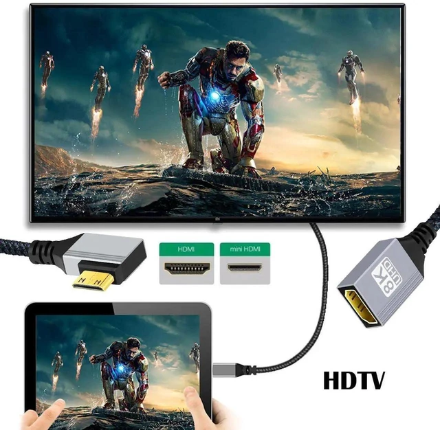 Alt view image 6 of 7 - AJMRTC 8K HDMI 2.1 90Degree LeftAngled Mini HDMI (TypeC) Male to Standard HDMI Female Extension Cable, 48Gbps Ultra HighSpeed Cord for DV Camera, Camcorder, Laptop, Portable Monitor & HDTV