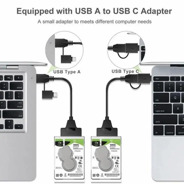 Alt view image 4 of 7 - AJMRTC USB 3.0 TypeC Male to SATA 22 Pin Adapter Cable for 2.5 Inch SATA SSD HDD Hard Drive, 5Gbps High Speed Data Transfer Converter Cable for Laptop Desktop External Storage