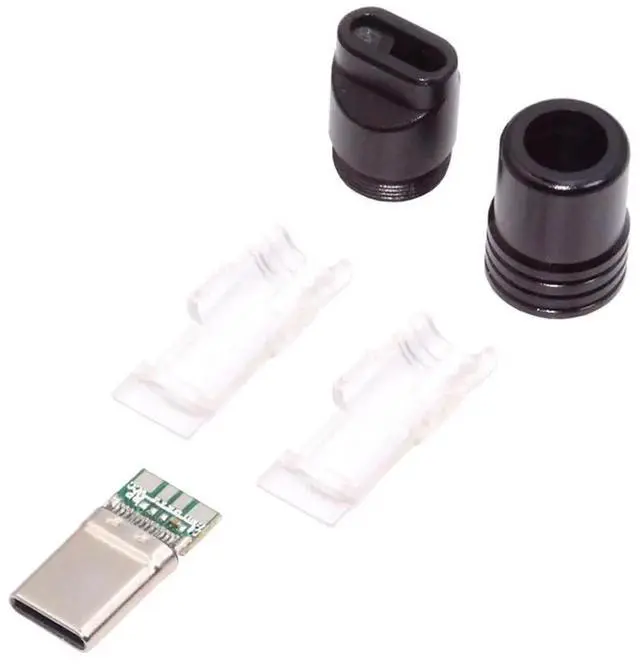Main image of AJMRTC USB 3.1 TypeC Male SolderType Plug Connector, Aluminum Alloy Black Housing DIY Repair Replacement Connector for 4.0mm6.0mm Diameter Cable, DIY Cable Assembly Custom Repair Parts