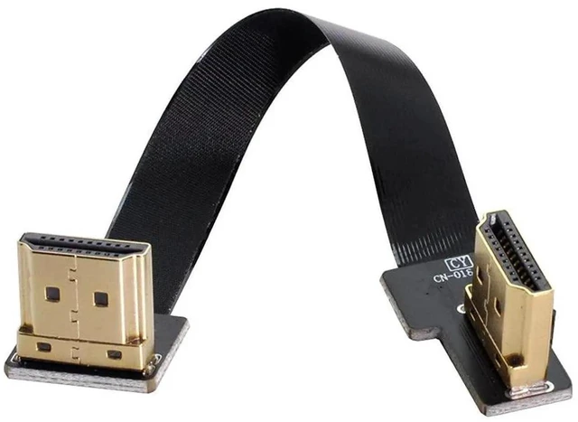Main image of AJMRTC 80cm FPC Flat HDMI Cable, Dual 90Degree RightUp Angled HDMI TypeA Male to Male Flexible Ribbon Cord for FPV Multicopter, Brushless Gimbal, Aerial Photography HDTV Video Transmission