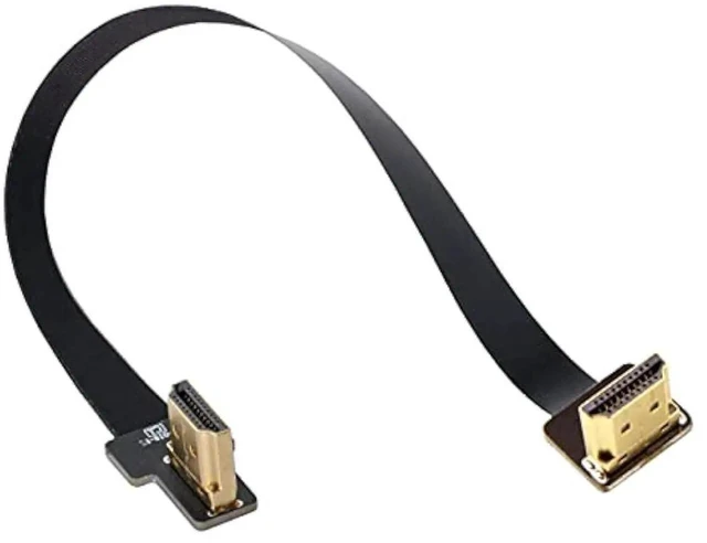 Main image of AJMRTC 10cm FPC Flat HDMI Cable, Dual 90Degree RightUp Angled HDMI TypeA Male to Male Flexible Ribbon Cord for FPV Multicopter, Brushless Gimbal, Aerial Photography HDTV Video Transmission
