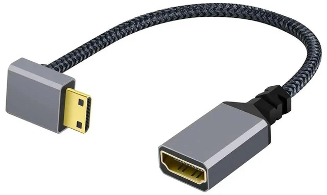 Alt view image 6 of 7 - AJMRTC 4K MiniHDMI 1.4 Male 90 Degree Down Angled to HDMI Female Extension Cable, HighSpeed 4K@30Hz 3D ARC HDCP for DV Camera MP4 Camcorder DC Laptop Portable HDTV Monitor