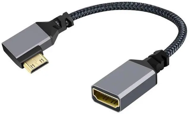 Main image of AJMRTC 4K MiniHDMI 1.4 Male 90 Degree Right Angled to HDMI Female Extension Cable, 10.2Gbps 4K@30Hz 3D ARC HDCP Adapter Cord for DV MP4 Camera Camcorder DC Laptop Portable HDTV Monitor