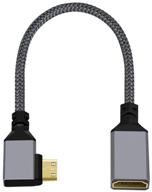 Alt view image 5 of 7 - AJMRTC 4K MiniHDMI 1.4 Male 90 Degree Right Angled to HDMI Female Extension Cable, 10.2Gbps 4K@30Hz 3D ARC HDCP Adapter Cord for DV MP4 Camera Camcorder DC Laptop Portable HDTV Monitor