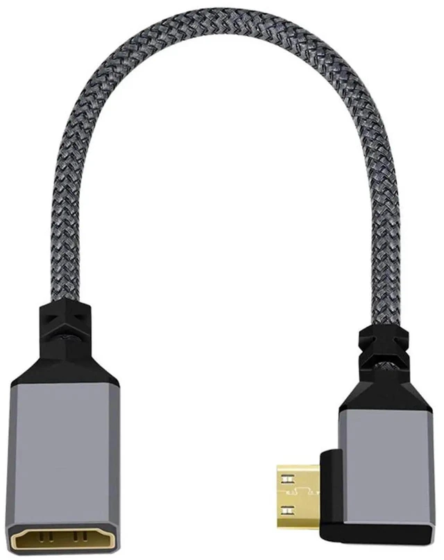 Alt view image 7 of 7 - AJMRTC 4K MiniHDMI 1.4 Male 90 Degree Left Angled to HDMI Female Extension Cable,10.2Gbps 4K@30Hz 3D ARC HDCP Adapter Cord for DV MP4 Camera Camcorder DC Laptop Portable HDTV Monitor