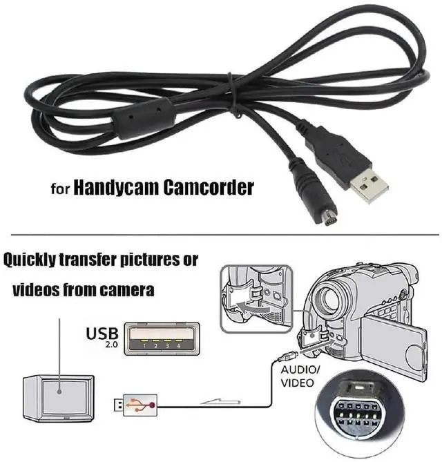 Alt view image 3 of 7 - AJMRTC VMC15FS Replacement USB2.0 Cable, USB TypeA Host to 10Pin Camcorder Data & Power Cord for DCR705E,602E,SR42,605E,HC46E,DVD7E,803E,805E Handycam Digital Camcorder