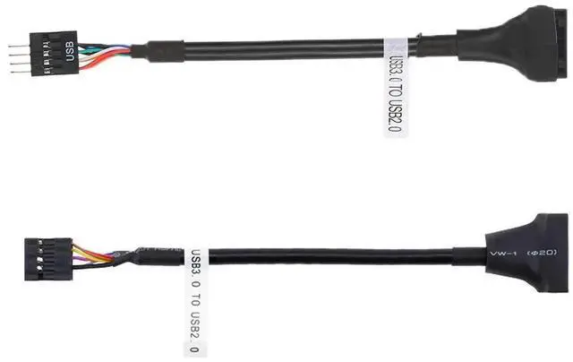Alt view image 4 of 6 - AJMRTC 2Pcs USB 2.0 9Pin to USB 3.0 20Pin Housing Header Female Reversible Cable, Internal Motherboard Front Panel Connector Adapter Wire for PC Desktop Mainboard Internal Connection