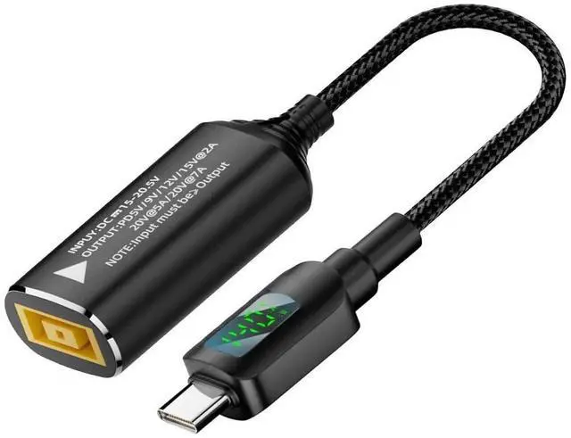 Main image of AJMRTC Rectangle Jack Input to USBC Output Charging Cable with Smart LED Power Display, PD 20V 7A Fast Charger Conversion Cord for Laptop, Smartphone, Tablet, DC Jack to TypeC Power Adapter Wire