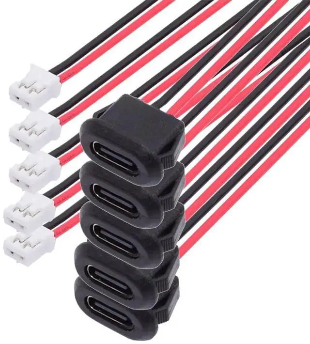 Main image of AJMRTC 5Pcs Set DIY OEM TypeC Female Socket to 2Pin Header Cable, 2.0mm Pitch Latch Mount Type USBC Receptacle Wire Harness, DC 5V Power Supply Cable for Electronic Project DIY Repair Modification