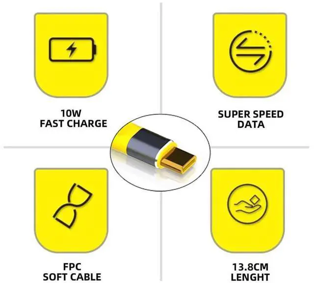 Alt view image 7 of 7 - AJMRTC Yellow Flat Slim FPC OTG Cable, USB3.1 TypeC Male Host to USB3.0 TypeA Female Adapter Cord, UltraThin Flexible Printed Circuit Data Cable for Laptop, Smartphone, Compact SpaceSaving Connect