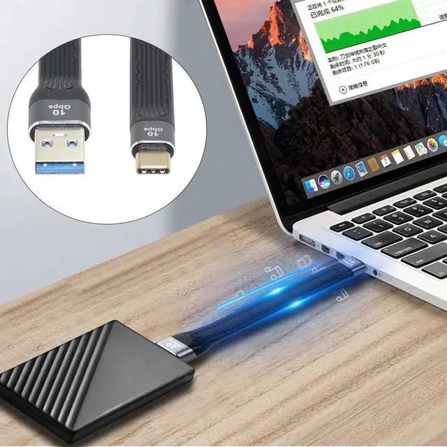 Alt view image 4 of 7 - AJMRTC 10Gbps Flat Slim FPC Data Cable, USB3.1 TypeC Male Host to USB3.0 TypeA Male UltraThin Flexible Ribbon Cord for Laptop, Smartphone, Compact Internal Wiring, DIY Hardware Modification Project