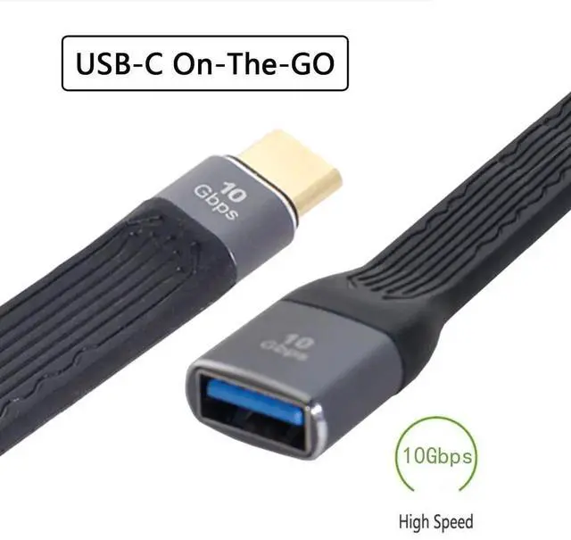 Alt view image 7 of 7 - AJMRTC USB 3.1 TypeC Male Host to USB 3.0 TypeA Female OTG Cable, Flat Slim FPC Flexible Ribbon Data Cord for USBC Laptops, Smartphones, Tablets, Flash Drives, Keyboard Mouse Peripherals