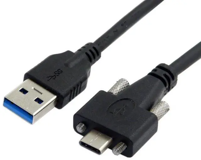 Alt view image 3 of 6 - AJMRTC 1.2M USB 3.1 TypeC Dual Screw Locking to Standard USB 3.0 Data Cable, Panel Mount Type 5Gbps HighSpeed Transfer Cord for Industrial Equipment, Docking Station, Desktop PC Peripherals