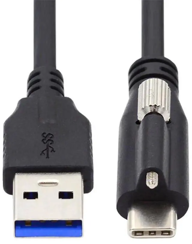 Main image of AJMRTC 2M USB 3.1 TypeC Locking Connector to Standard USB 3.0 Data Cable, Panel Mount Screw Fixed 5Gbps HighSpeed Transfer Cord for Industrial Camera, Surveillance Equipment, Kiosk & Embedded Device