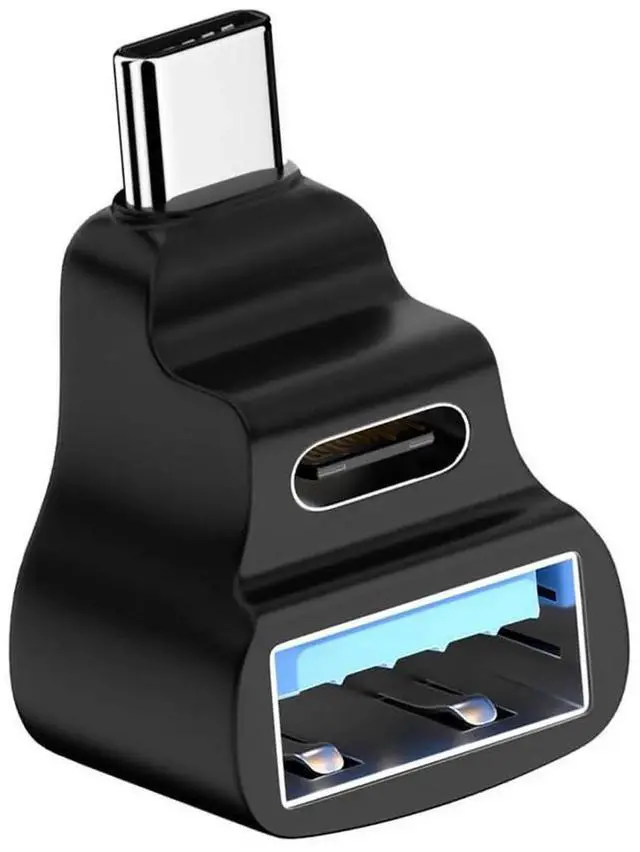 Main image of AJMRTC Angled USBC 3.0 Male Splitter Adapter, 10Gbps OTG, USBC Male to Dual TypeA & TypeC Female Data Power Splitter for Steam Deck, Laptops, Tablets, Smartphones and USBC Handheld Game Consoles