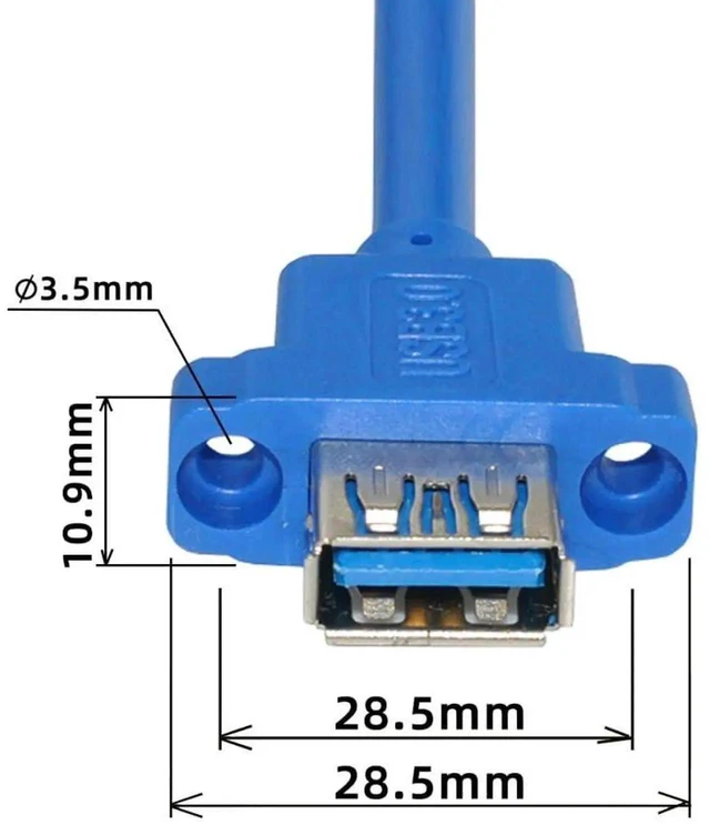 Alt view image 3 of 7 - AJMRTC 50cm 5Gbps USB 3.0 Dual Port TypeA Female Panel Mount Cable, Dual USBA PanelType Female to Motherboard 20Pin 19Pin Internal Header Extension Cable for PC Case Front Panel Modding