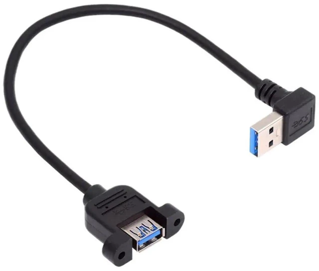Alt view image 2 of 7 - AJMRTC 30cm Down Angled USB 3.0 Panel Mount Cable, 5Gbps TypeA Male to Female Panel Header Connector with Mounting Screws for PC Case Modding, Industrial Machinery, Embedded Device Panel Installation