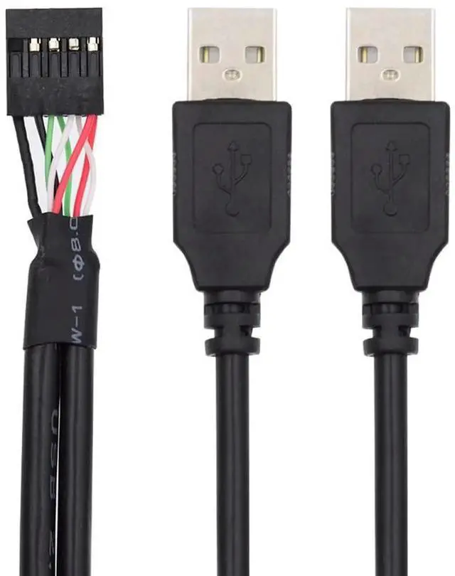 Alt view image 5 of 7 - AJMRTC 50cm Motherboard 9Pin 10Pin Female Header Housing to Dual USB 2.0 TypeA Male Cable, Internal PC Chassis Extension Cord for Front Panel USB Port Replacement and Custom PC Building