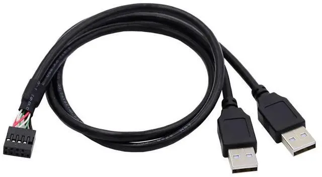 Main image of AJMRTC 50cm Motherboard 9Pin 10Pin Female Housing to Dual USB 2.0 TypeA Male Cable, Internal Chassis Extension Cable for PC FrontPanel USB Repair, Custom Desktop and Industrial Host Modding