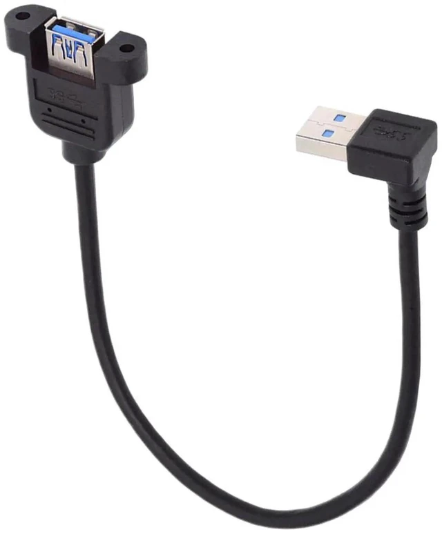 Main image of AJMRTC 30cm 90 Degree UpAngled USB 3.0 PanelMount Cable, USB TypeA Male to Female Panel Header Connector, 5Gbps Extension Cord for PC Case Modding, Industrial Device and Embedded Hardware Panel Ins