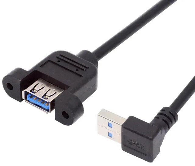 Alt view image 5 of 7 - AJMRTC 30cm 90 Degree UpAngled USB 3.0 PanelMount Cable, USB TypeA Male to Female Panel Header Connector, 5Gbps Extension Cord for PC Case Modding, Industrial Device and Embedded Hardware Panel Ins