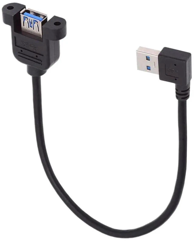 Main image of AJMRTC 30cm 90Degree Left Angled USB 3.0 Panel Mount Cable, 5Gbps TypeA Male to Female Panel Header Extension Cord for PC Case Modding, Industrial Devices and Embedded Hardware Panel Installation