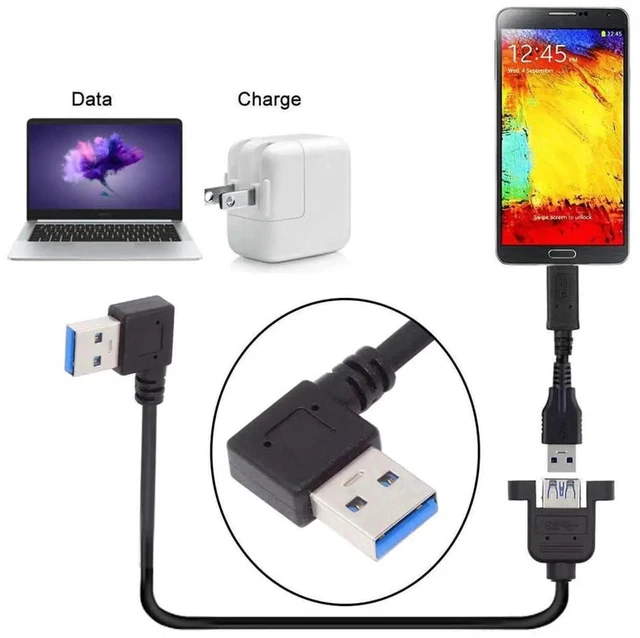 Alt view image 2 of 7 - AJMRTC 30cm 90Degree Left Angled USB 3.0 Panel Mount Cable, 5Gbps TypeA Male to Female Panel Header Extension Cord for PC Case Modding, Industrial Devices and Embedded Hardware Panel Installation