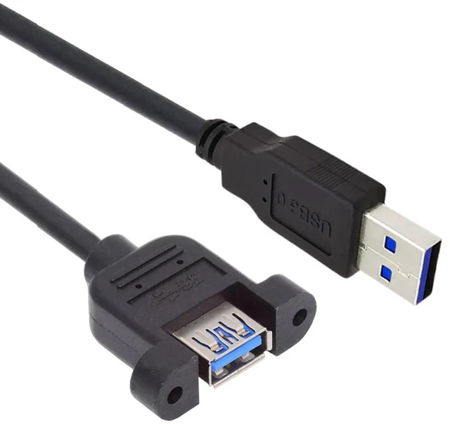 Main image of AJMRTC 50cm 5Gbps USB 3.0 Panel Mount Extension Cable, TypeA Male to Female Panel Header Connector with Mounting Screws for PC Case Modding, Industrial Equipment and Embedded Hardware Panel Installat