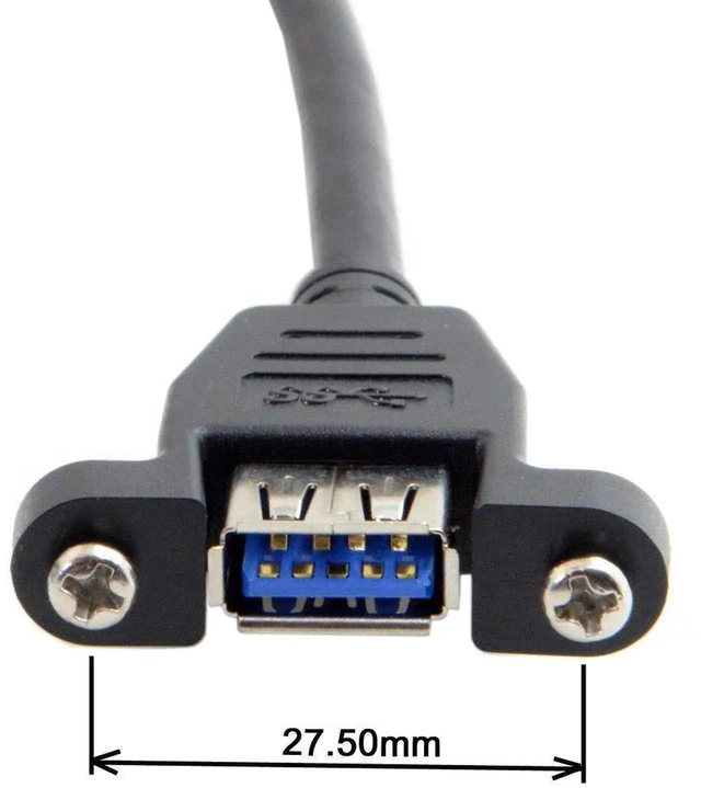 Alt view image 2 of 7 - AJMRTC 50cm 5Gbps USB 3.0 Panel Mount Extension Cable, TypeA Male to Female Panel Header Connector with Mounting Screws for PC Case Modding, Industrial Equipment and Embedded Hardware Panel Installat