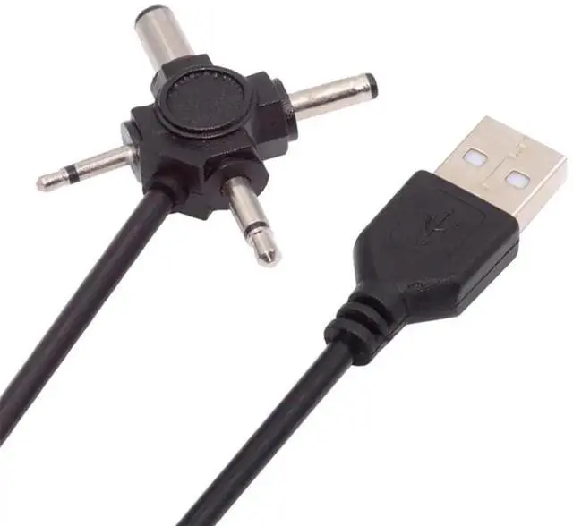 Main image of AJMRTC 4in1 USB 2.0 TypeA Male to DC 5V Barrel Power Charging Cable, Interchangeable Tips 5.5x2.1mm,4.0x1.7mm,Mono 3.5mm,2.5mm,PowerOnly Cord for LED Strips,Speakers,Router,Fan and 5V DCPowered S
