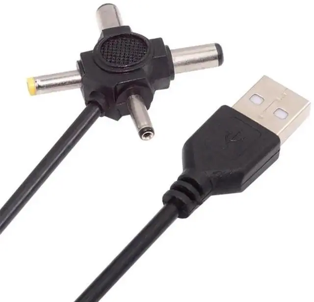 Main image of AJMRTC USB 2.0 TypeA Male to 4in1 DC 5V Barrel Power Cable, 5.5x2.5mm 5.5x2.1mm 4.0x1.7mm 3.5x1.3mm Interchangeable DC Plug Charging Cord for 5V Small Electronics