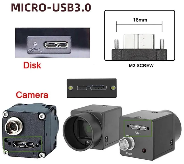 Alt view image 6 of 7 - AJMRTC USB 3.0 A 90 Degree Down Angled Male to MicroB 3.0 Down Angled Locking Screw Panel Mount Cable, 25cm HighSpeed Data Transfer Cord for Industrial Camera, Embedded Device