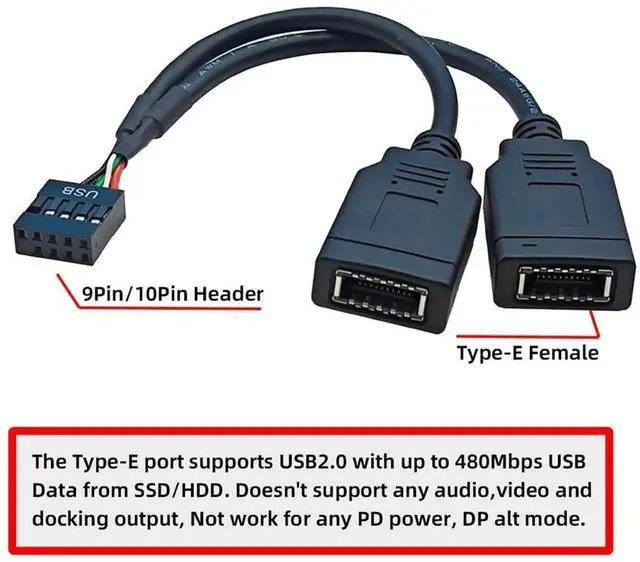 Alt view image 7 of 7 - AJMRTC USB 2.0 9Pin 10Pin Mainboard Header Male to Dual USB 3.1 Front Panel KeyA TypeE Socket Extension Adapter Cable, 0.15M Internal PC Chassis Wiring for Desktop DIY & Case Modding