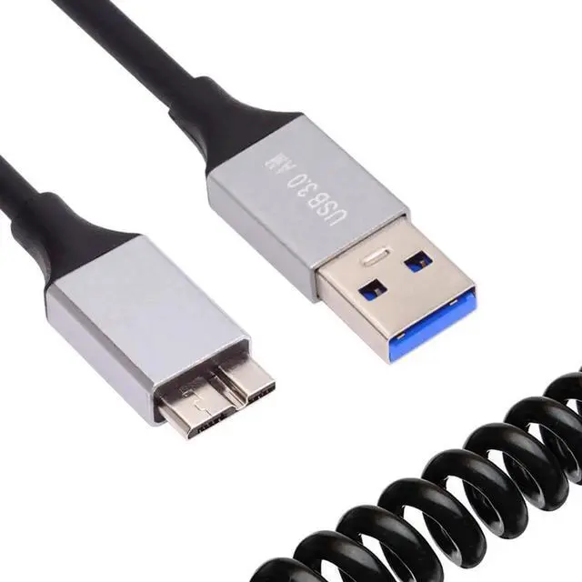 Main image of AJMRTC 5Gbps USB 3.0 TypeA Male to MicroUSB3.0 Male OTG Stretch Coiled Extension Cable, Retractable Spring Cord 100cm for Hard Disk, Phone, Camera HighSpeed Data Sync & Transfer