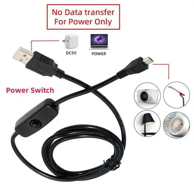 Alt view image 2 of 7 - AJMRTC USB 2.0 Power Switch Cable, TypeA to Micro USB 5Pin with OnOff Power Button, 1.5M DC 5V Control Charging Cord for Desk Lamp, Mini Fan, Camera and Other MicroUSB Powered Devices