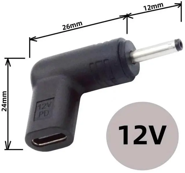 Alt view image 7 of 7 - AJMRTC USB 3.1 TypeC Female to DC 12V 3.5x1.3mm Plug PD Emulator Trigger Adapter, 90Degree Angled Barrel Power Converter for 12V DC Devices Powered by USBC PD Chargers