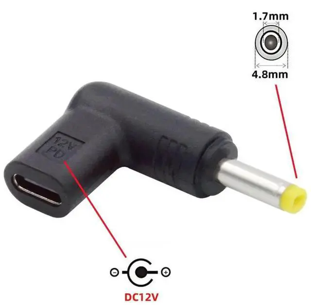 Alt view image 5 of 7 - AJMRTC USB 3.1 TypeC Female to DC 12V 4.8x1.7mm Plug 90Degree Angled PD Emulator Trigger Adapter, LShaped Barrel Power Converter for 12V DC Devices Powered by USBC PD Chargers
