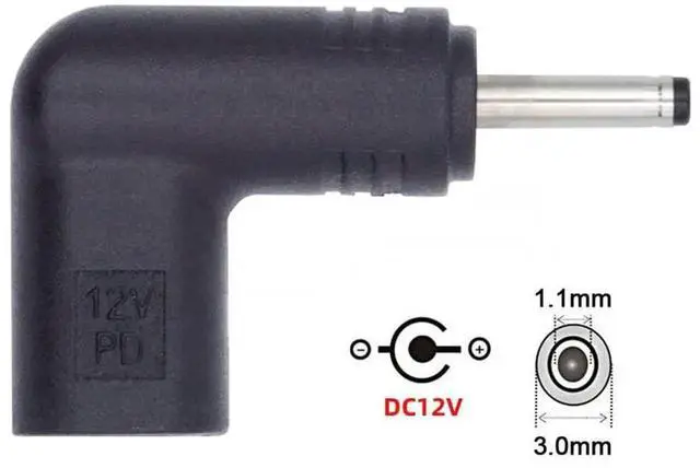 Alt view image 2 of 7 - AJMRTC USB 3.1 TypeC Female to DC 12V 3.0x1.1mm Plug Adapter, 90 Degree Angled PD Emulator Trigger, Convert USBC PD Power Source to 12V DC Barrel Jack for Mini PC, Router, CCTV, LED Strip and 12V DC