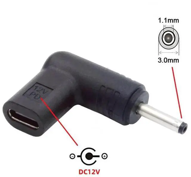 Alt view image 7 of 7 - AJMRTC USB 3.1 TypeC Female to DC 12V 3.0x1.1mm Plug Adapter, 90 Degree Angled PD Emulator Trigger, Convert USBC PD Power Source to 12V DC Barrel Jack for Mini PC, Router, CCTV, LED Strip and 12V DC
