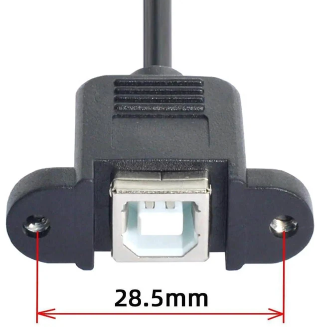 Alt view image 7 of 7 - AJMRTC 5Pin Mini USB Male to USBB Female Panel Mount Cable 20CM, USB2.0 Extension Cord with Mounting Screws for Industrial Control Box, Cabinet, Printer, Scanner, Panel Hole Installation