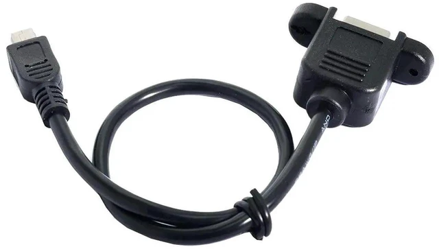 Alt view image 3 of 7 - AJMRTC 5Pin Mini USB Male to USBB Female Panel Mount Cable 20CM, USB2.0 Extension Cord with Mounting Screws for Industrial Control Box, Cabinet, Printer, Scanner, Panel Hole Installation