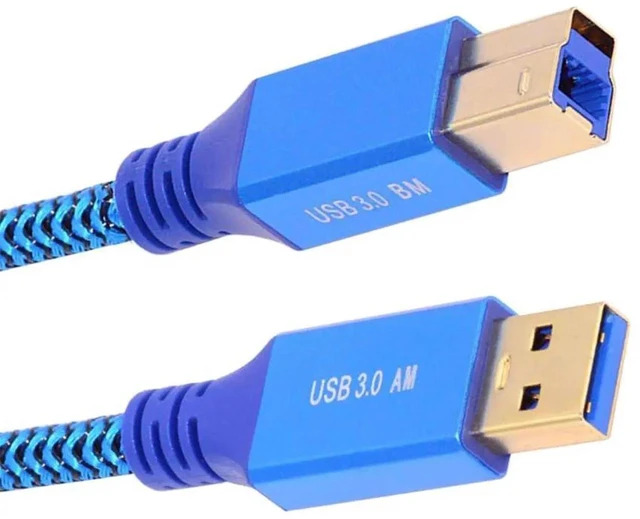 Main image of AJMRTC USB 3.0 TypeA Male to TypeB Male Cable 30cm, SuperSpeed 5Gbps Data Transfer Blue Cord for External Hard Drive, SSD, Disk Enclosure, Camera, Scanner Peripheral Data Sync Cable