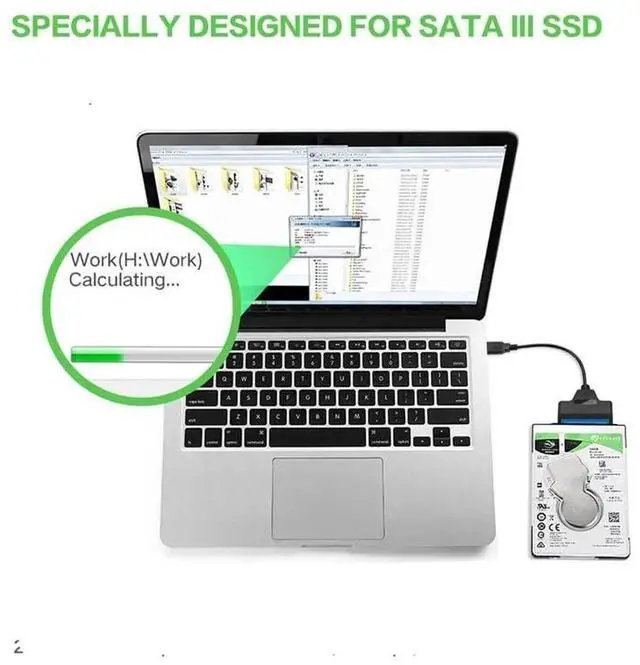 Alt view image 4 of 7 - AJMRTC USB 3.1 TypeC Male to SATA 22Pin Adapter Cable for 2.5 Inch SSD HDD, 2.5" SATA Hard Drive Converter Cord for Laptop Desktop External Disk Data Transfer