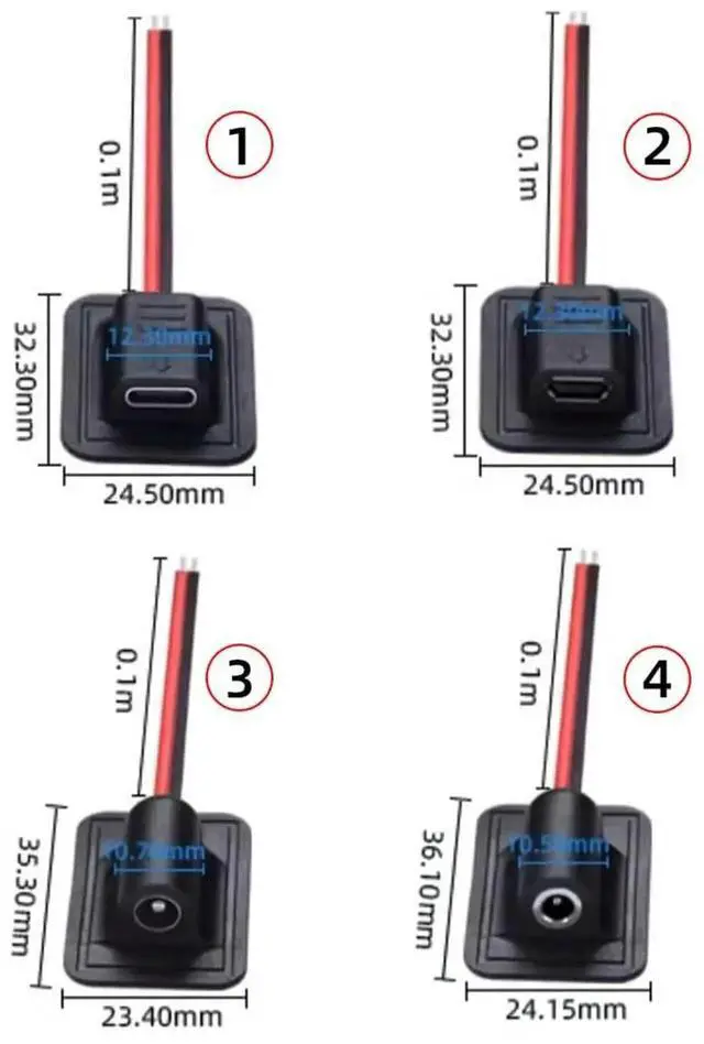 Alt view image 7 of 7 - AJMRTC 4Pcs/Lot Power Extension Cables, TypeC MicroUSB to DC 5.5x2.1mm & 3.5x1.35mm DC Power Cord for Backpack Charging, Electric Heating Pads, 5V DIY Power Supply Conversion Cables