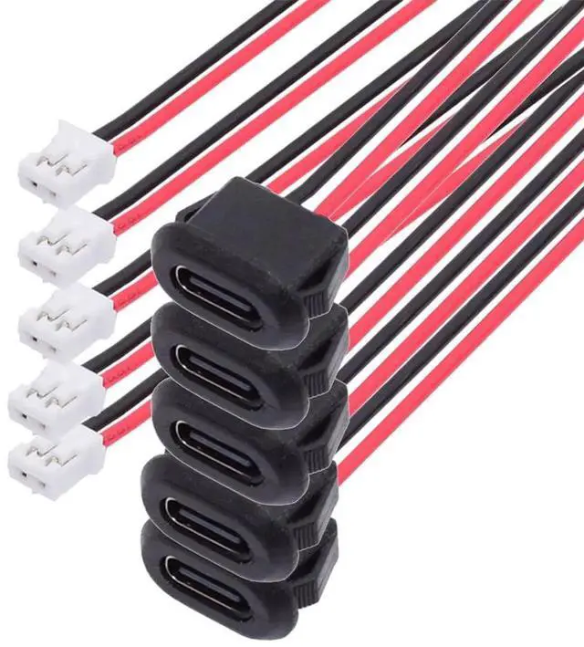 Main image of AJMRTC 5Pcs Set DIY OEM TypeC Female Socket to 2Pin Header Cable, 2.0mm Pitch Latch Mount Type DC 5V Power Connector Wire for DIY Project, Electronic Repair, Circuit Board Soldering Work