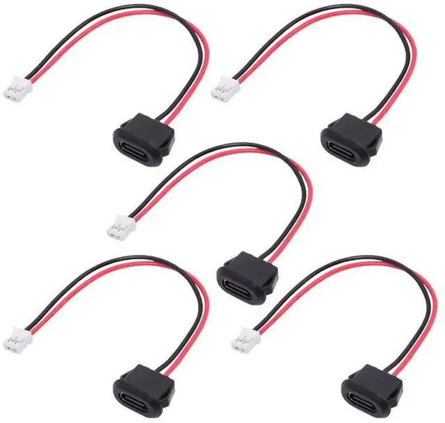 Alt view image 5 of 7 - AJMRTC 5Pcs Set DIY OEM TypeC Female Socket to 2Pin Header Cable, 2.0mm Pitch Latch Mount Type DC 5V Power Connector Wire for DIY Project, Electronic Repair, Circuit Board Soldering Work