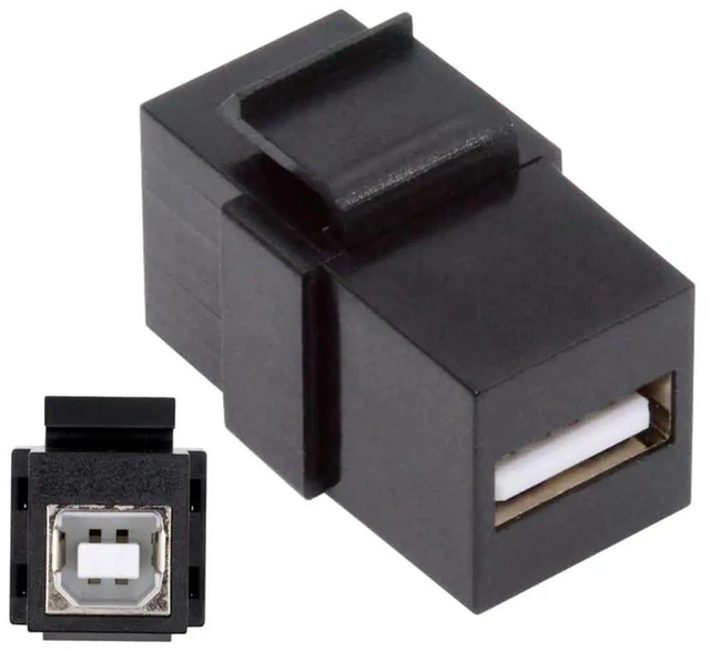 Main image of AJMRTC USB2.0 TypeA Female to TypeB Female Keystone Jack Coupler Adapter, Wall Plate Panel Mount USB Coupler for USB Cable Extension, WallMount Insert for Office Home Network Panel Installation