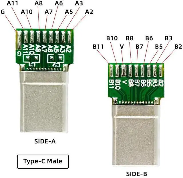 Alt view image 4 of 7 - AJMRTC 2Pcs/Lot DIY SolderType USB3.1 TypeC Male & Female Plug Socket Connector with PCB Board, Solderable USBC Breakout Module for Custom Cable Making, Electronic Repair & Prototype Projects